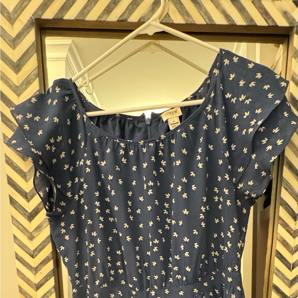 J. Crew blue floral silk midi dress. Size 10. - Picture 2 of 3